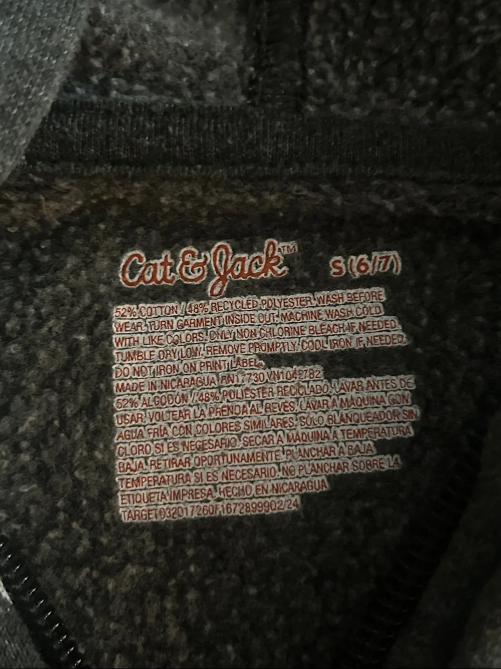 Cat & Jack Black Zip-Up Hoodie with White Daisy Print
